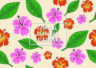 Tropical Seamless Pattern of Plant Leaves Background