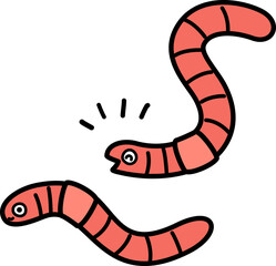 かわいいミミズのキャラクター