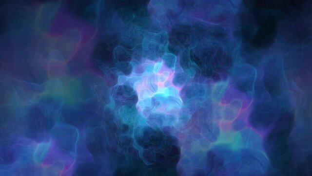 Modern smooth lighting background. Abstract blue soft light chaotic waves. Seamless loop 3D render animation