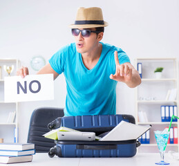 Businessman holding message in office