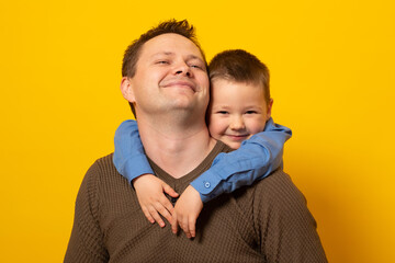 Man and child boy. Father and kid having fun together. Family holiday concept. Happy Father's day.