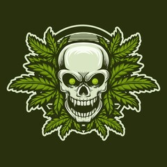 SKULL WEEDS LOGO ILLUSTRATION TEMPLATE