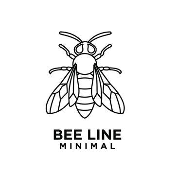 minimal big hornet bee line vintage vector premium logo