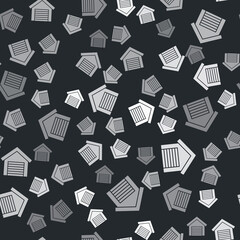 Grey Garage icon isolated seamless pattern on black background. Vector