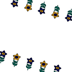 北欧風線太め花のパターンフレーム