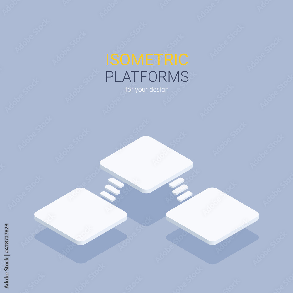 Wall mural isometric vector illustration on gray background, isometric platforms for creating design projects a