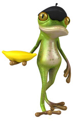 Fun french frog - 3D Illustration