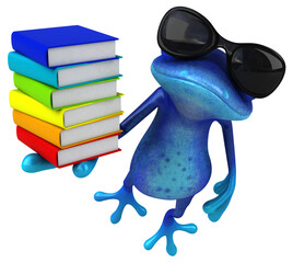 Fun blue frog - 3D Illustration