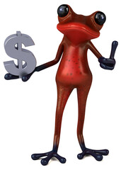 Fun red frog - 3D Illustration