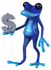 Fun blue frog - 3D Illustration