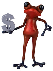 Fun red frog - 3D Illustration