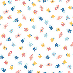 Fototapeta na wymiar Seamless pattern with colorful flowers and leaves