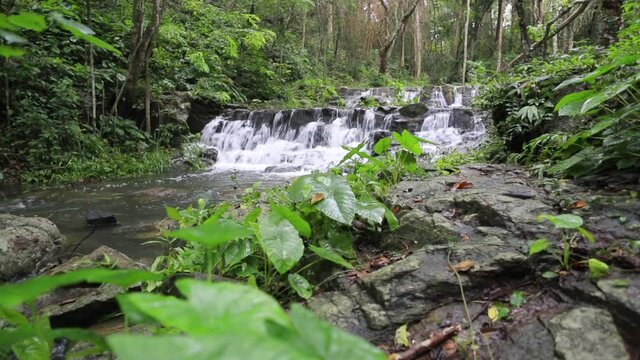 waterfall in the forest at Namtok Samlan National Park.Selective focus.