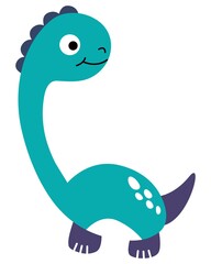 Cute hand-drawn dinosaur on a white isolated background. Illustration for children. Vector.	