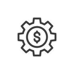 Gear with dollar sign icon on white background