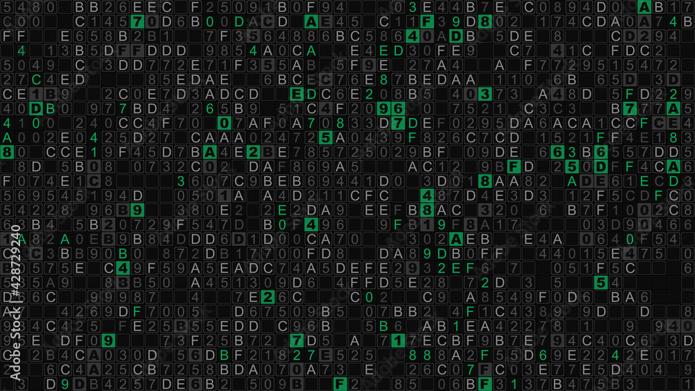 Poster seamless tileable matrix of hex digital code