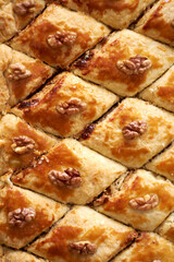 homemade baklava with walnuts.