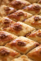 homemade baklava with walnuts.