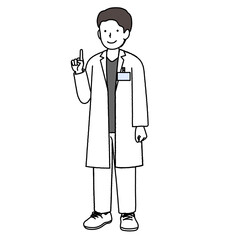 Male doctor : Pointing whole body