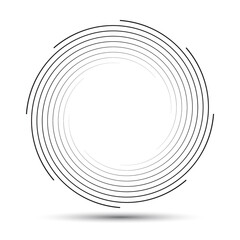 Abstract spiral with lines. Monochrome twist frame.