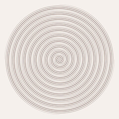 Concentric spiral with lines. Psychedelic circle like icon or logo.
