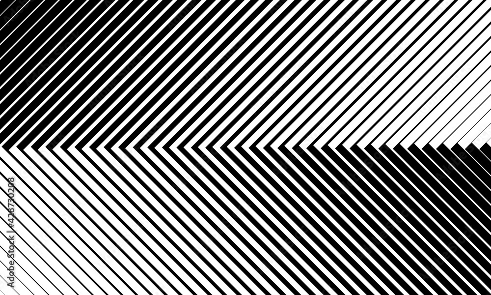 Poster Abstract monochrome background with transition lines. Optical illusion effect with blend.