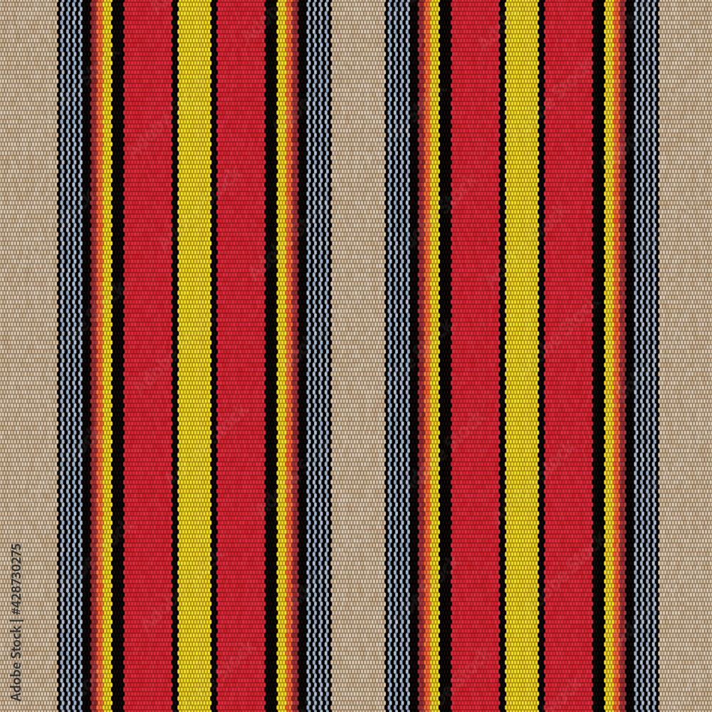 Poster Abstract seamless textile pattern with red and yellow lines.