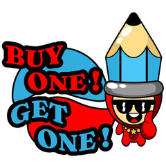 cartoon illustration
Mascot pencil buy one get one character, perfect for advertising or promotion
