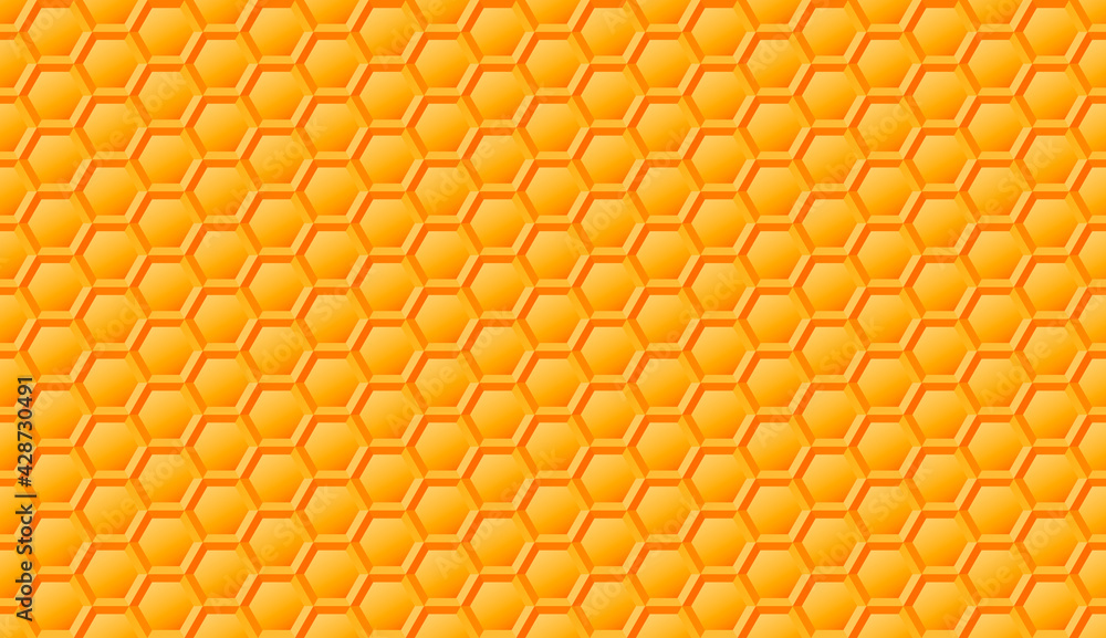 Poster abstract seamless geometric pattern with hexagons. golden color background with honeycomb.