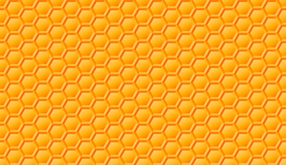 Abstract seamless geometric pattern with hexagons. Golden color background with honeycomb.