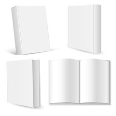 Set of blank book cover, booklet, brochure template isolated on white background. Vector illustration.