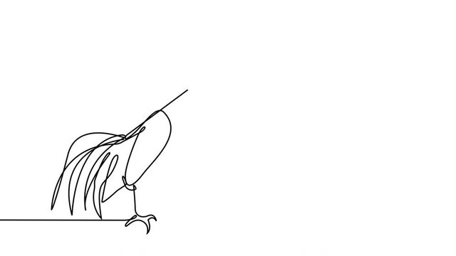 motion one continuous black line drawing art of rooster on white background, illustration Minimalism art