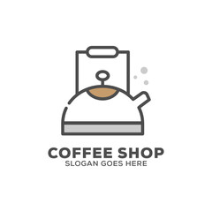 flat design kettle logo inspiration,can used Coffee shop or cafe and bar logo template