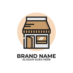 Coffee store logo vector illustration, flat design coffee wrap icon