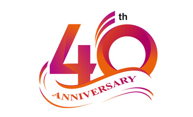 40 th anniversary logo vector design with gradient color