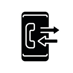 Exchange of information by phone glyph icon. Contact us. Support service. Thin line customizable illustration. Contour symbol. Vector isolated outline drawing.
