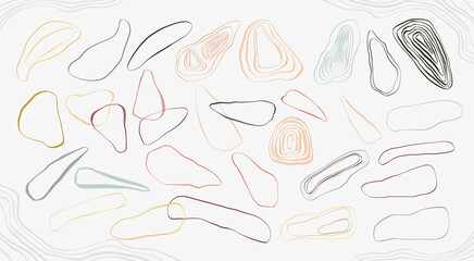 Set of abstract bionic rounded linear shapes