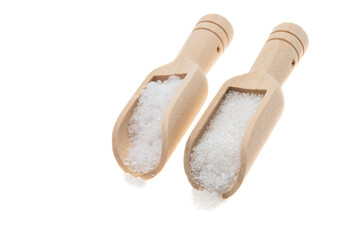 wooden spoon with sugar isolated