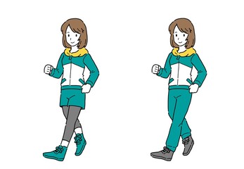 ウオーキングをしてセロトニンを増やす女性のイラスト