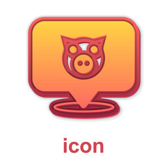 Gold Pig icon isolated on white background. Animal symbol. Vector