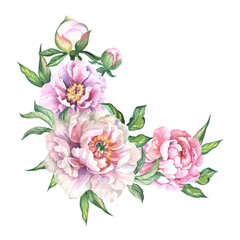 bouquet of watercolor peonies
