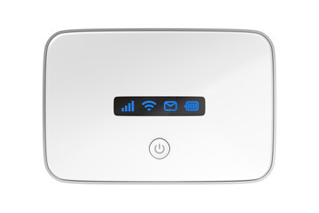 5G Wi-Fi mobile router isolated on white background, front view - obrazy, fototapety, plakaty