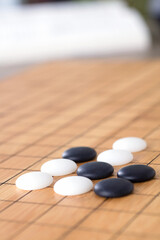Fototapeta na wymiar Pieces distributed on a chessboard