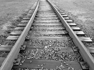 Railway tracks. Cargo and passenger transportation, business and communications, industry. Black...