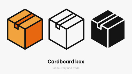 Box vector set. Flat box vector illustration set for delivery, packaging and commerce. Vector cardboard set isolated on white background. Flat cardboard illustration for logistics and business