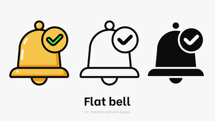 Flat bell with tag vector illustration set. Bell set for ui and smartphone. Set of bell symbols  with tag