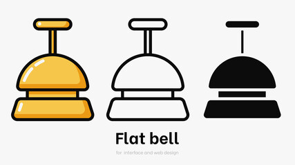 Flat table bell vector illustration set. Bell set for ui and smartphone. Set of bell symbols for call