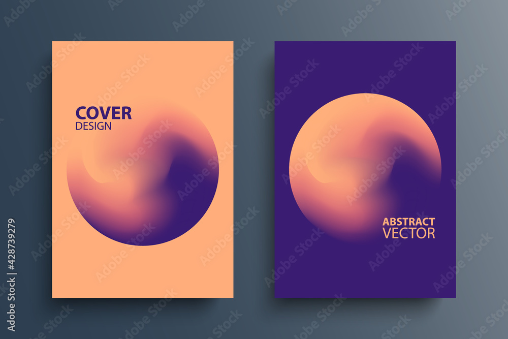 Poster Brochure cover templates with gradient orbs round shapes. Futuristic abstract backgrounds with color gradient for your graphic design. Vector illustration.