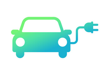 Electric car with plug pictogram icon symbol design, EV car hybrid vehicles charging point logotype, Eco vehicle concept, Vector illustration