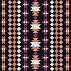 Mexican plaid. Navajo. Seamless pattern. Design with manual hatching. Textile. Ethnic boho ornament. Vector illustration for web design or print. - 428740246